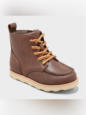Cat & Jack Brown Kids Lace-Up Zip Boots